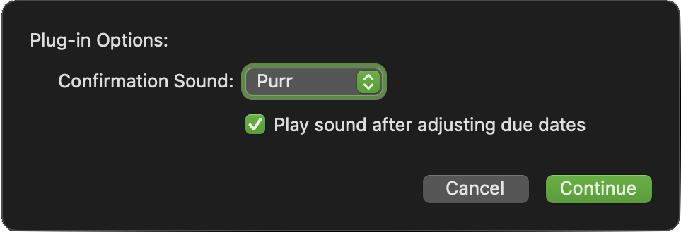 Plug-in preferences dialog