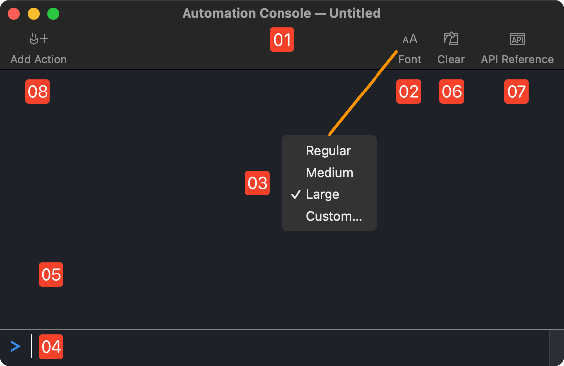 The OmniOutliner console window