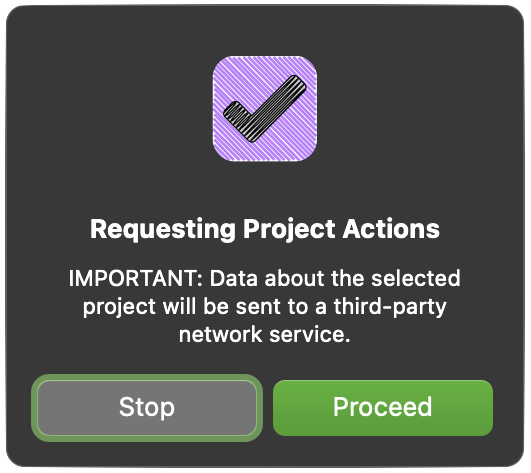 The initial prompt alert in OmniFocus