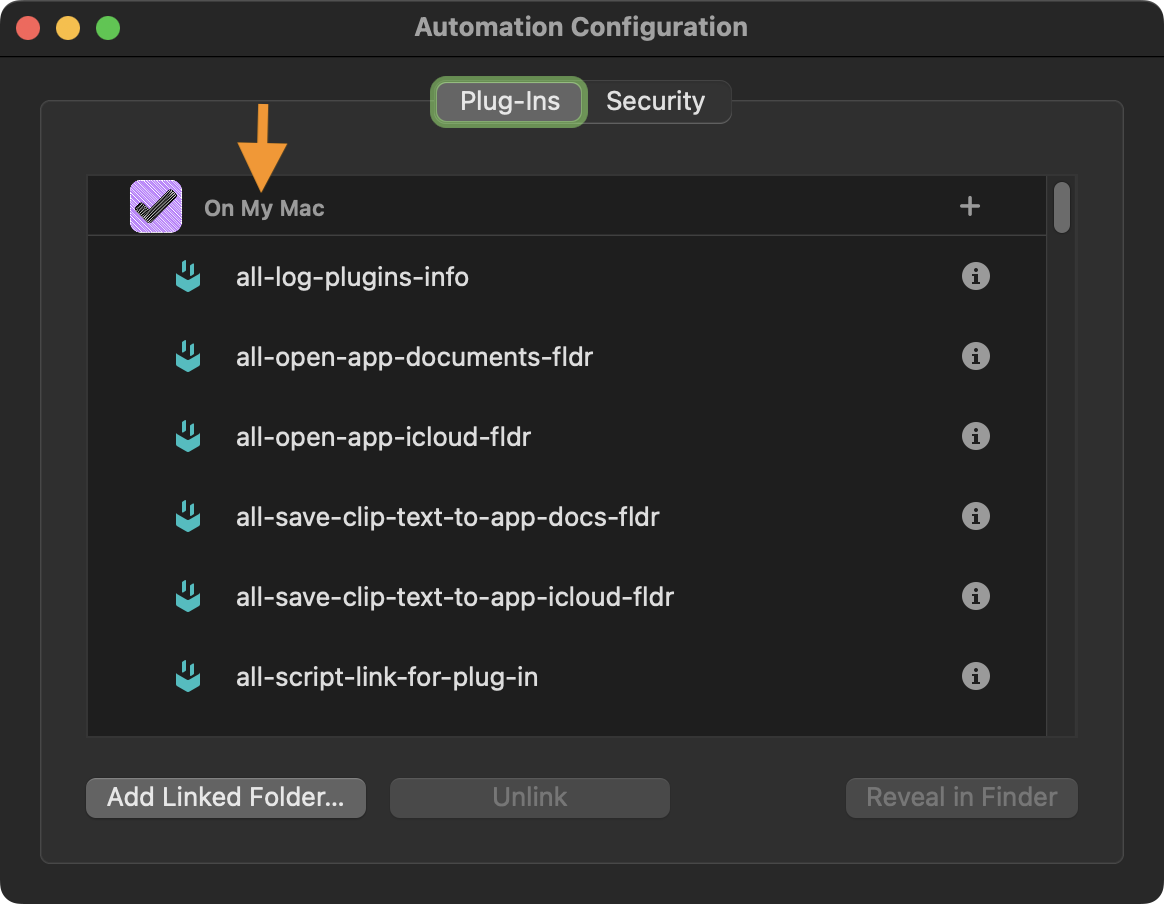 The Automation Configuration dialog