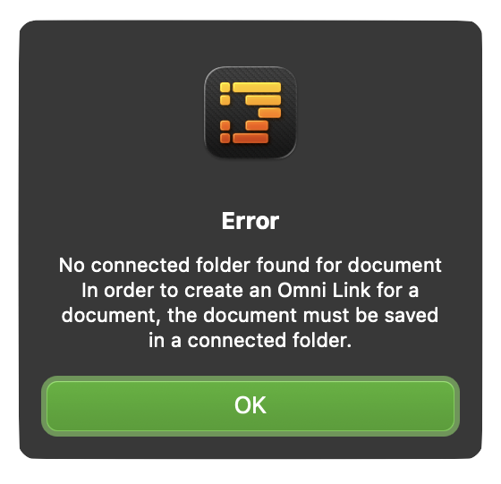 Not in Connected Folder error
