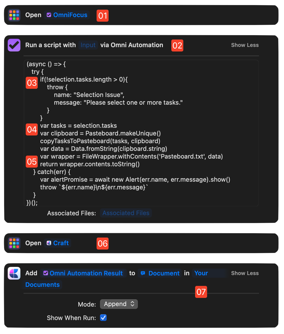 Export Selected Tasks to Craft Workflow