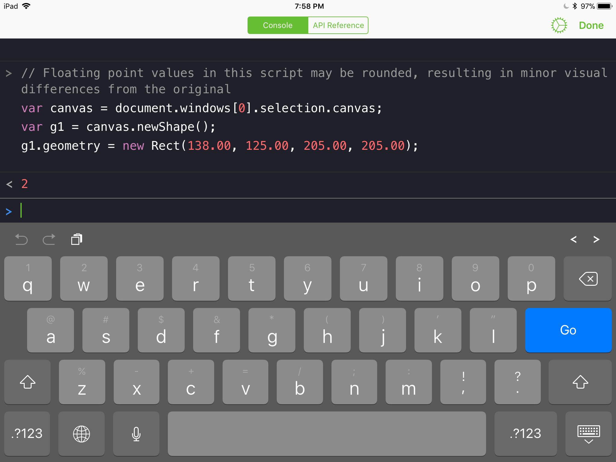 Executed code