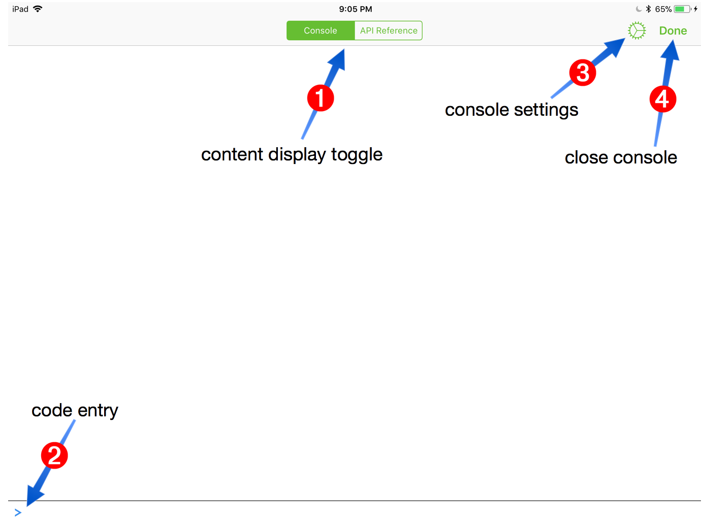 The iOS default console window