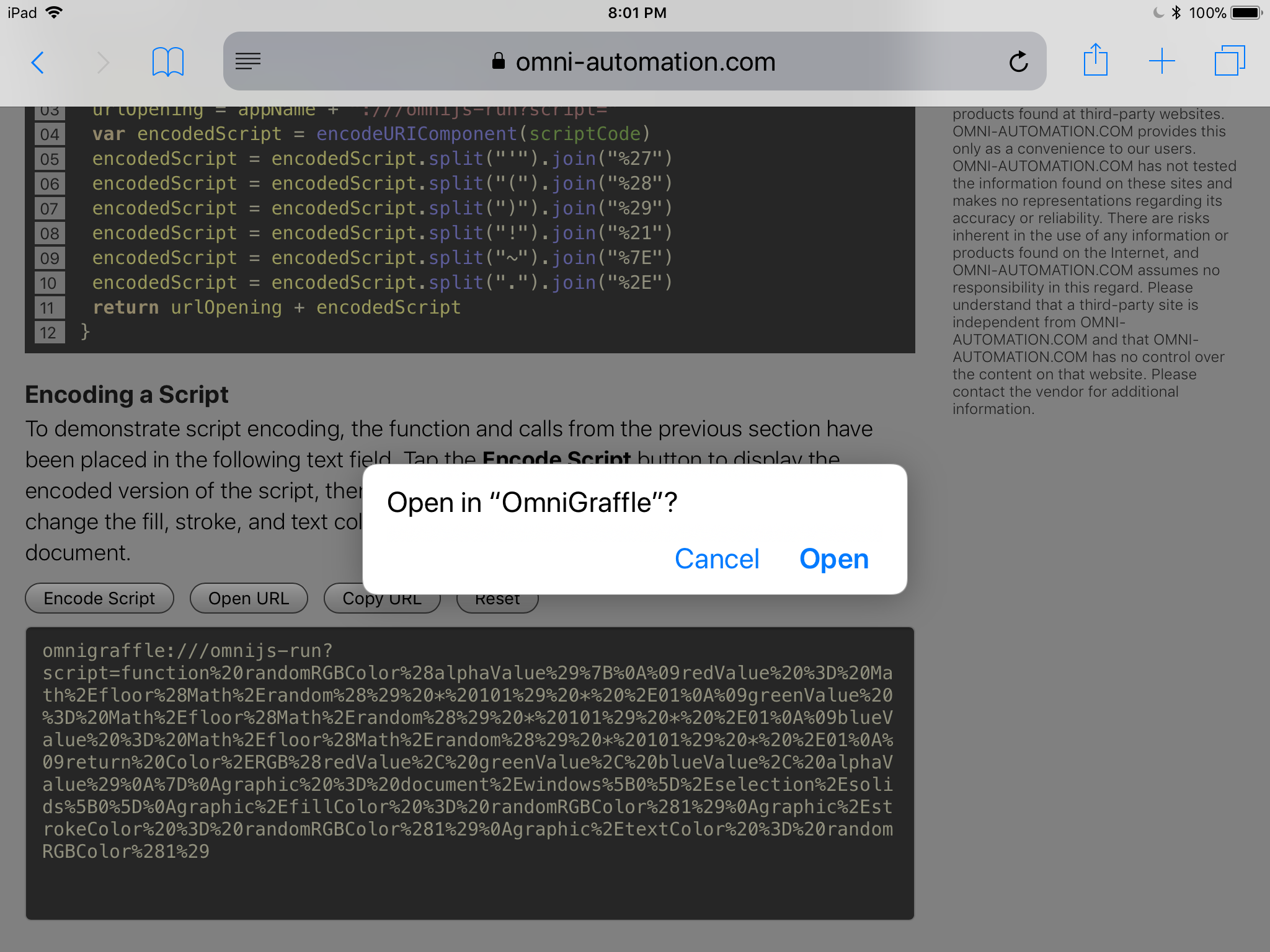 Open URL confirmation dialog