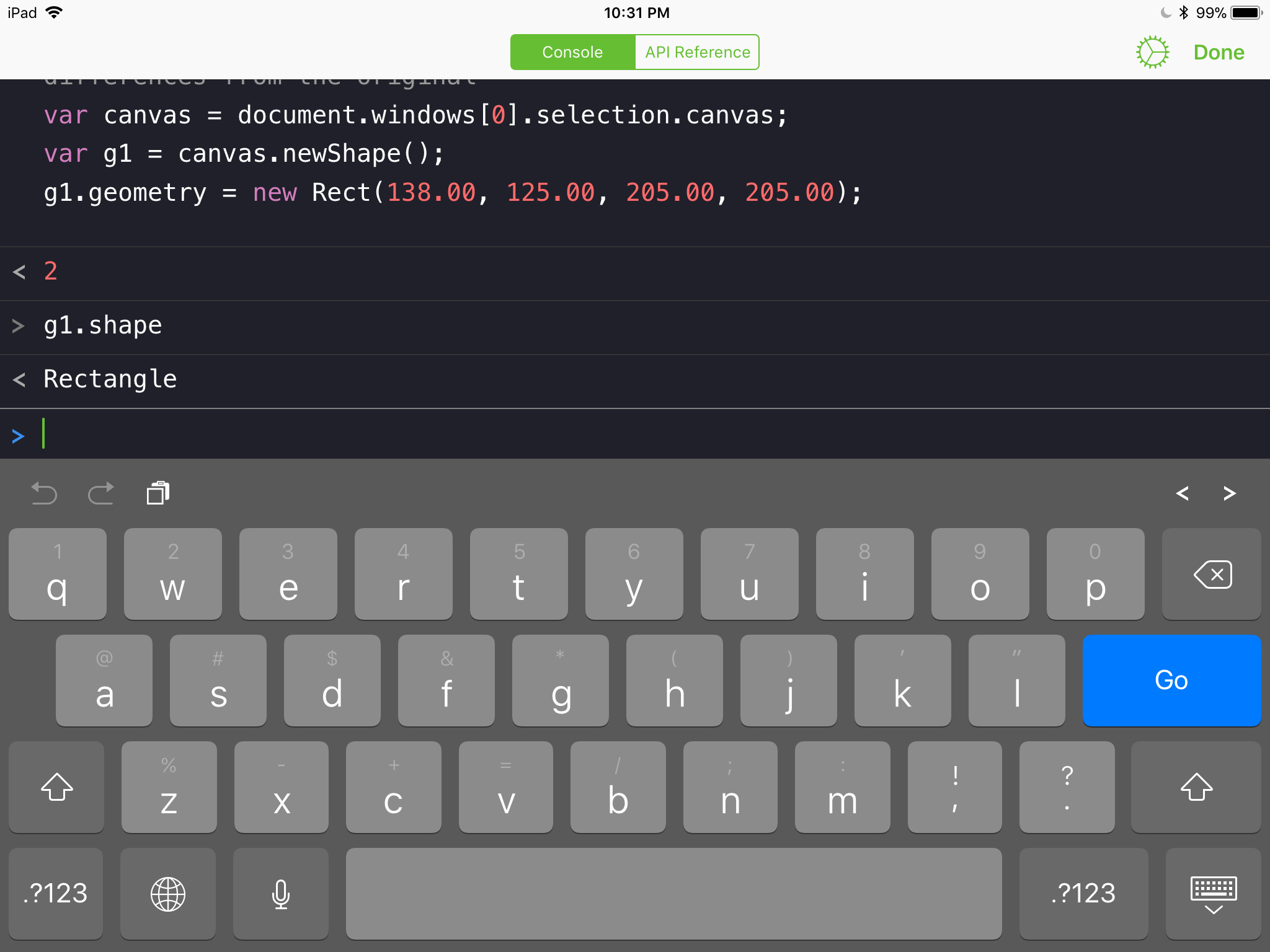 An active console window