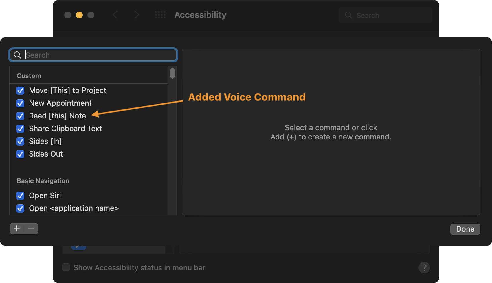 New Voice Command setup
