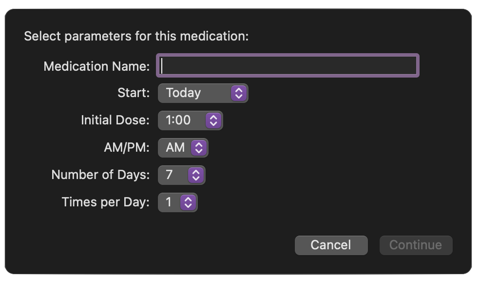 Medication Input Dialog