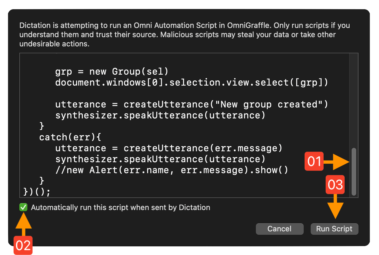 Script security dialog